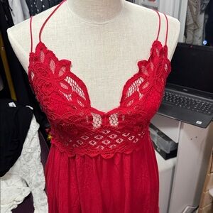 Red Free People Crochet Top Dress